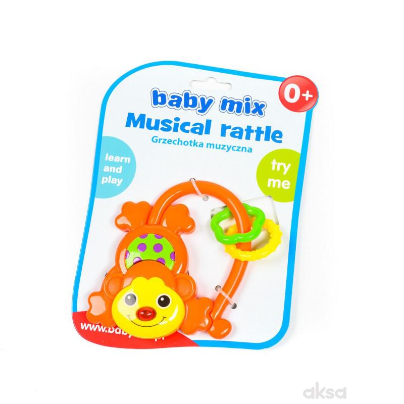 Baby Mix zvečka muzička Majmun-narandžasta