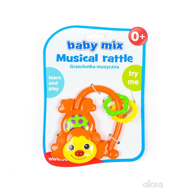 Baby Mix zvečka muzička Majmun-narandžasta