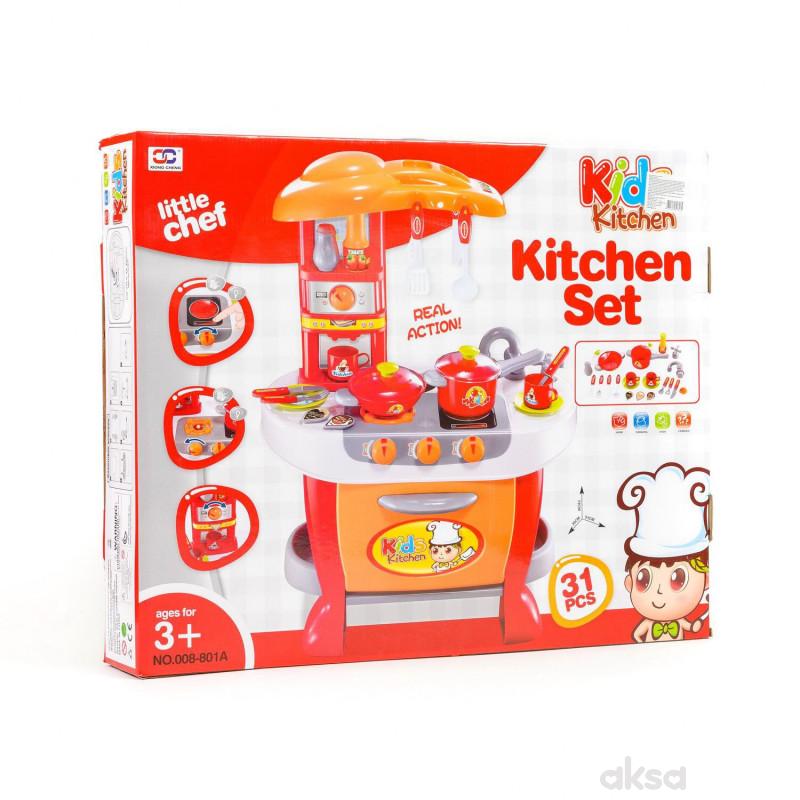 Qunsheng Toys, igračka kuhinja sa dodacima-crvena