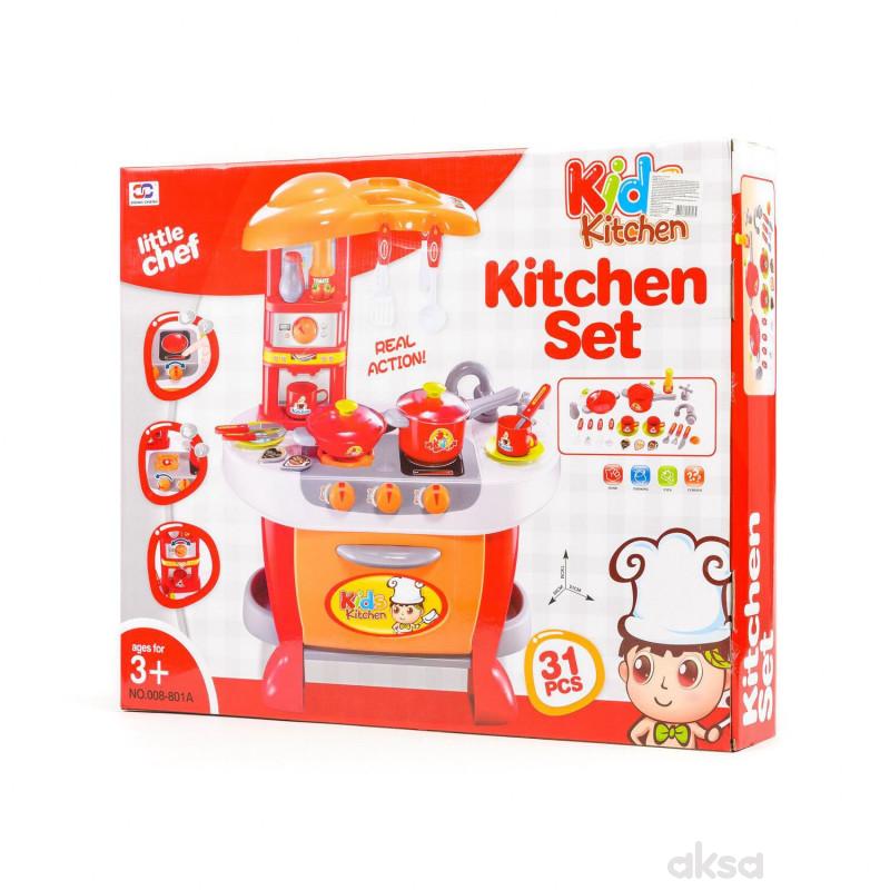 Qunsheng Toys, igračka kuhinja sa dodacima-crvena