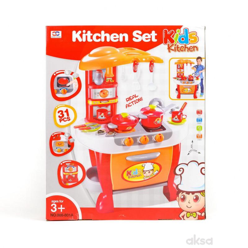 Qunsheng Toys, igračka kuhinja sa dodacima-crvena