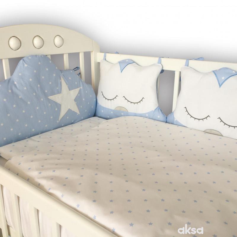Lillo&Pippo punjena posteljina Sova plava 