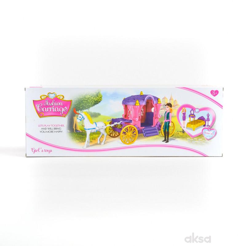 Qunsheng Toys, igračka lutka sa kočijom roz