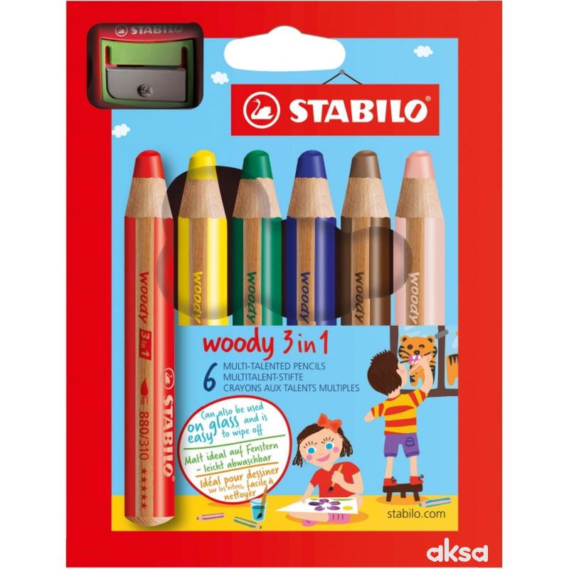 Stabilo Multi bojica 3in1 + rezač , 1/6