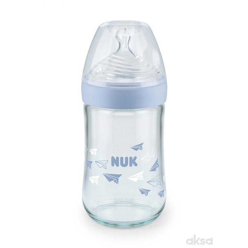 Nuk staklena flašica NS 240ml, sil 0-6m