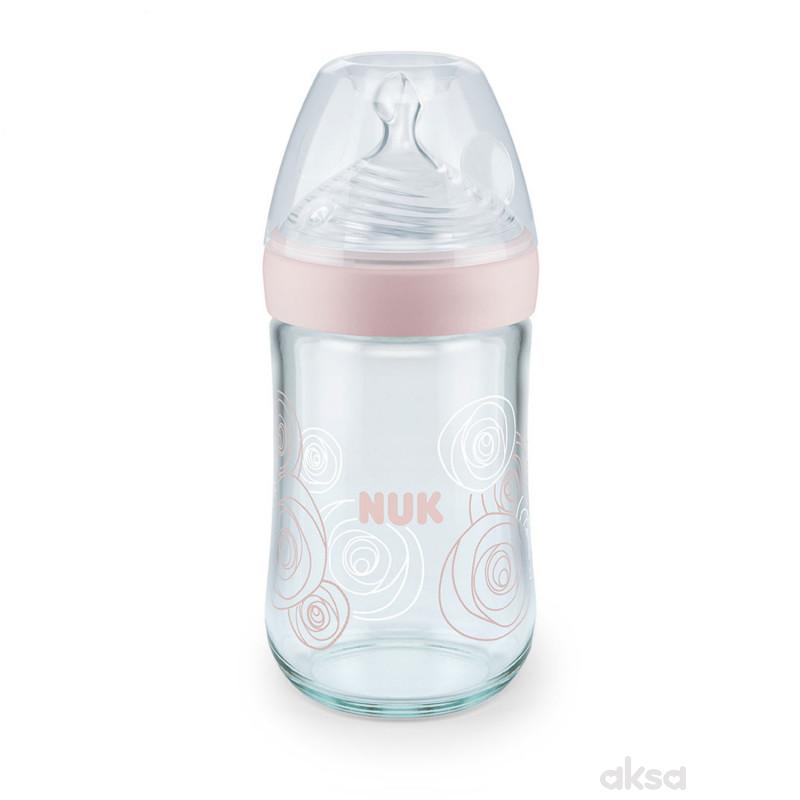 Nuk staklena flašica NS 240ml, sil 0-6m