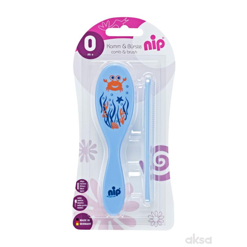 Nip set četka i češalj roze/plava
