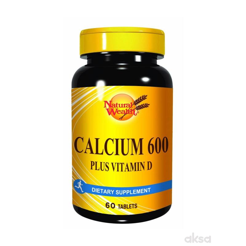 Natural Wealth Calcium 600+vitamin D tablete a60