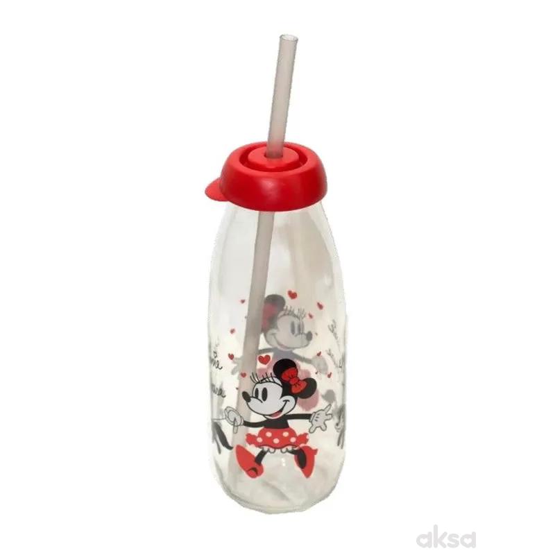 Disney flaša staklena sa slamčicom 500ml 