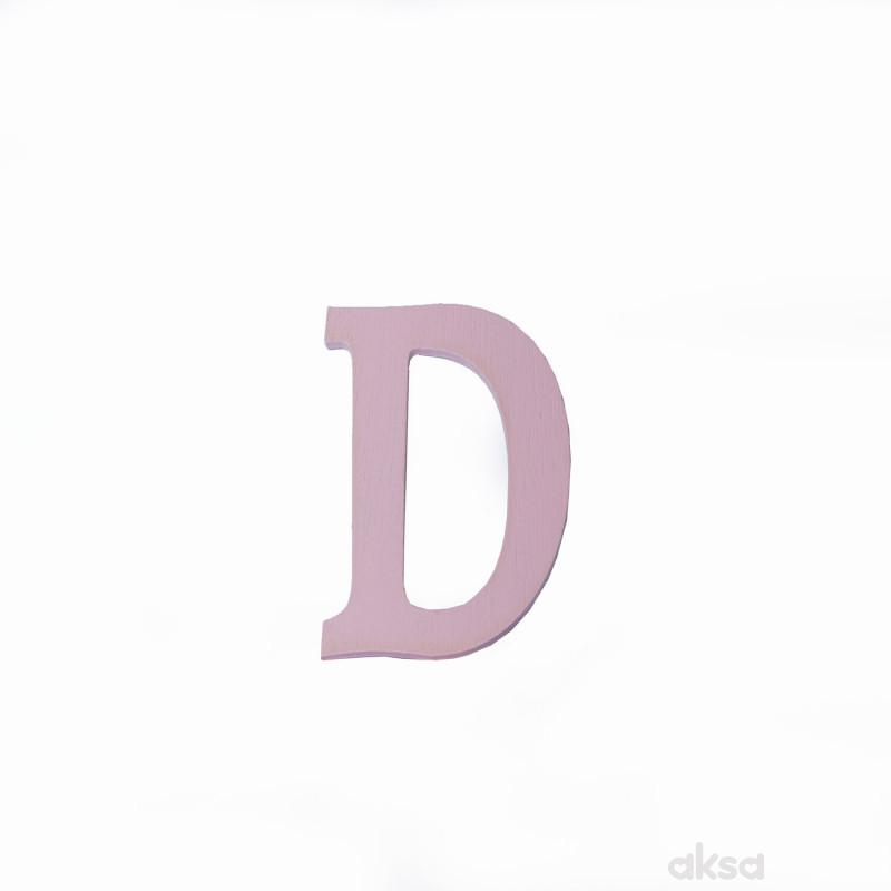 Drveno slovo D roze