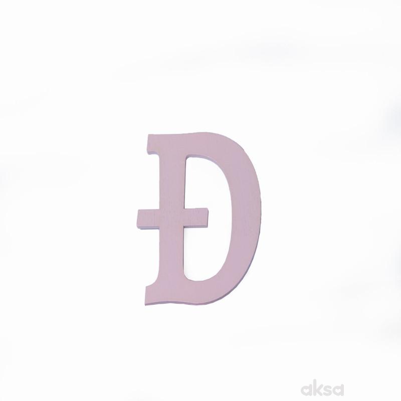 Drveno slovo Đ roze