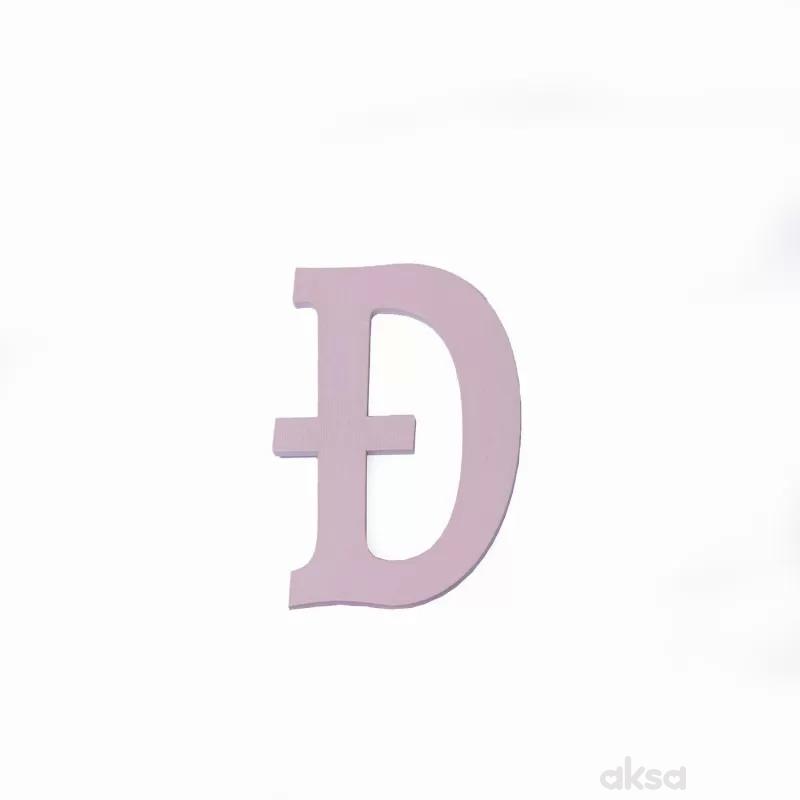 Drveno slovo Đ roze