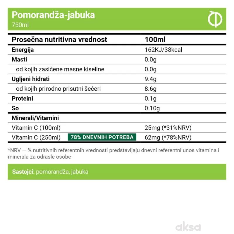 Cold pressok pomorandža jabuka ceđeni sok 750ml