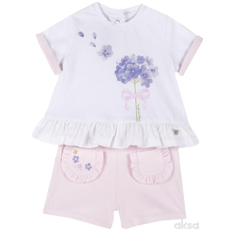 Chicco komplet 2/1(majica kr, šorts), devojčice