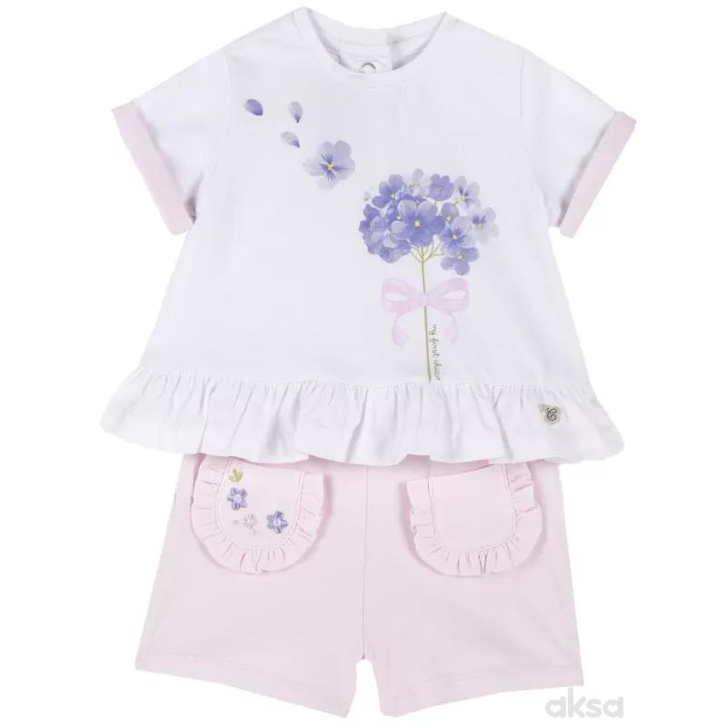 Chicco komplet 2/1(majica kr, šorts), devojčice