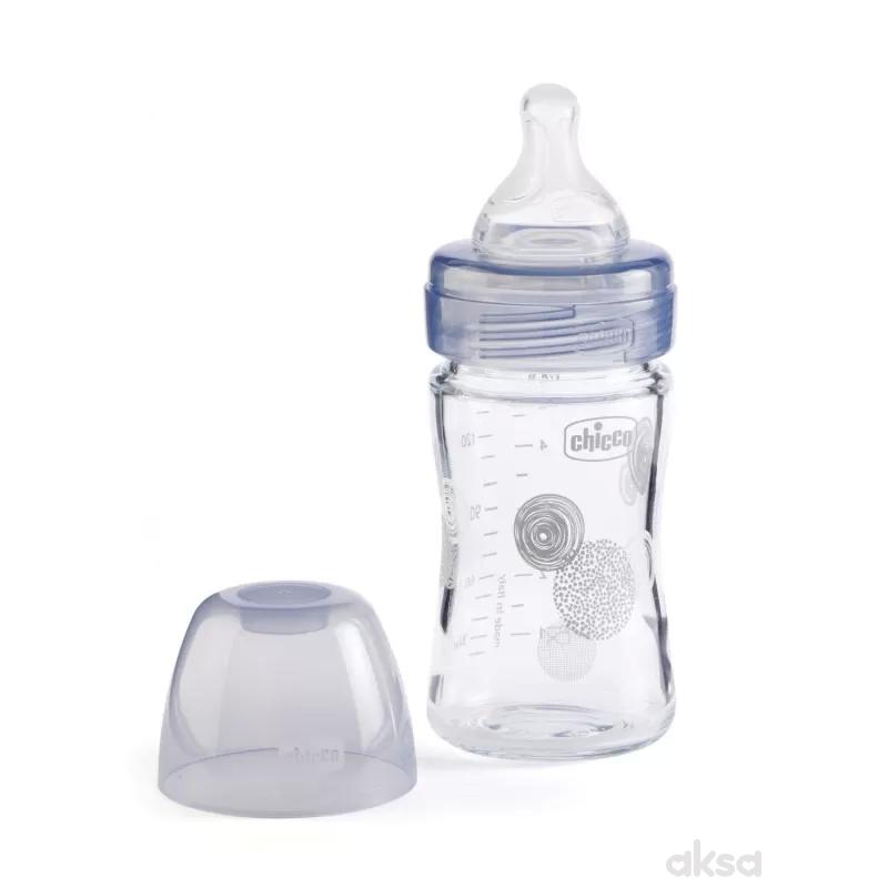 Chicco WB staklena flašica 150ml, silikon, siva