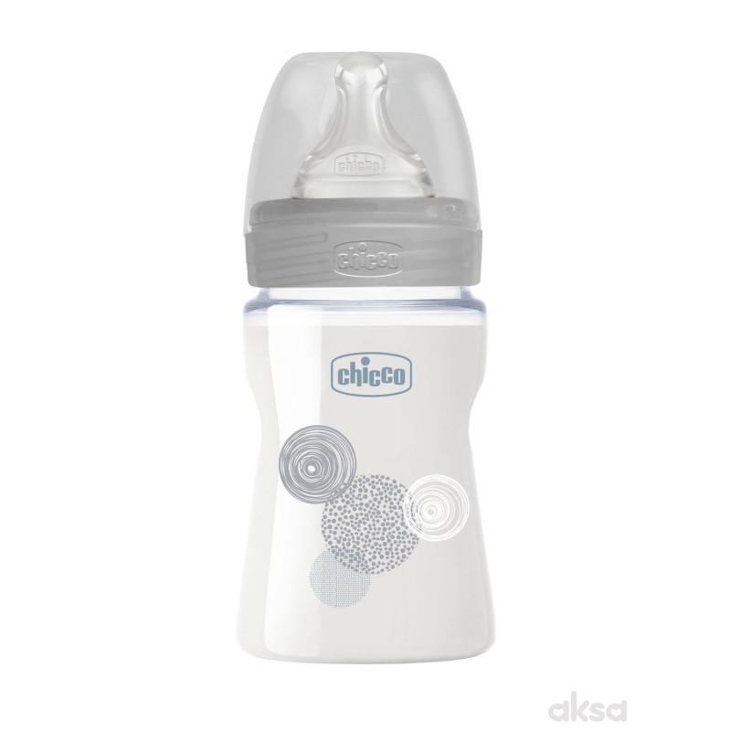 Chicco WB staklena flašica 150ml, silikon, siva