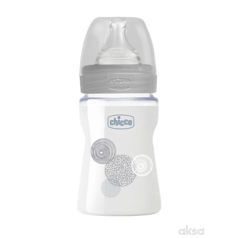 Chicco WB staklena flašica 150ml, silikon, siva