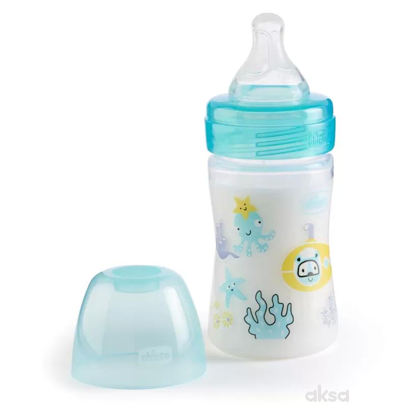 Chicco WB plastična flašica 150ml, silikon, plava