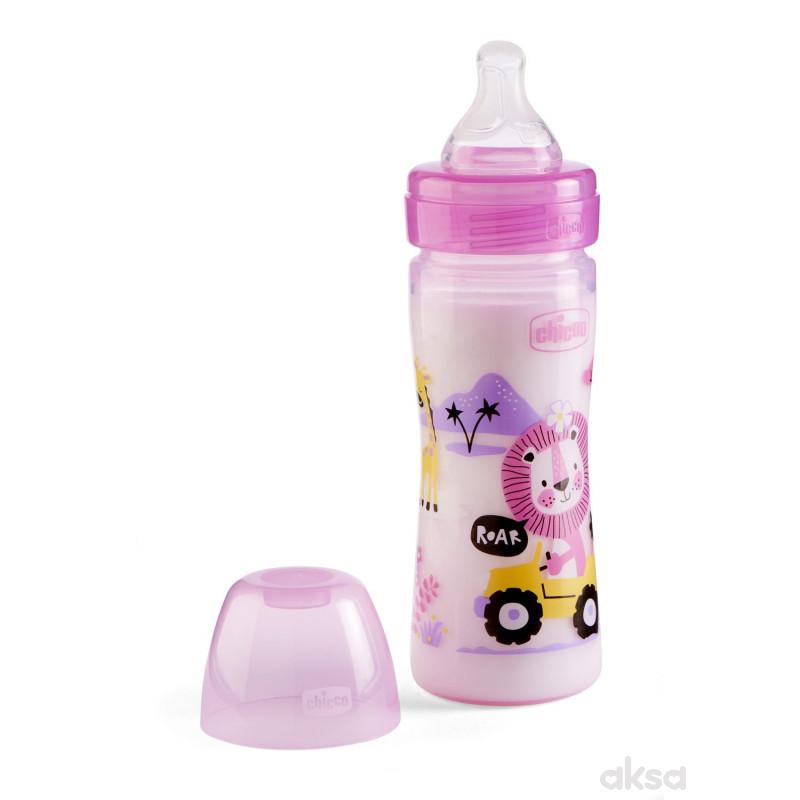 Chicco WB plastična flašica 250ml, silikon, roze 