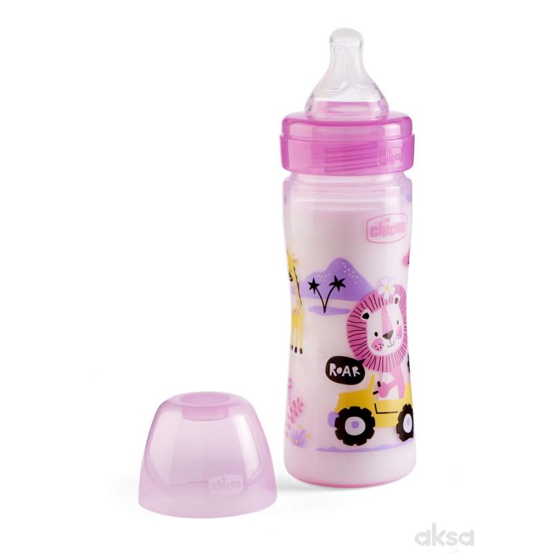 Chicco WB plastična flašica 250ml, silikon, roze