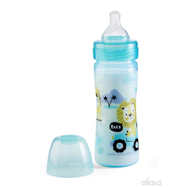 Chicco WB plastična flašica 250ml, silikon, plava