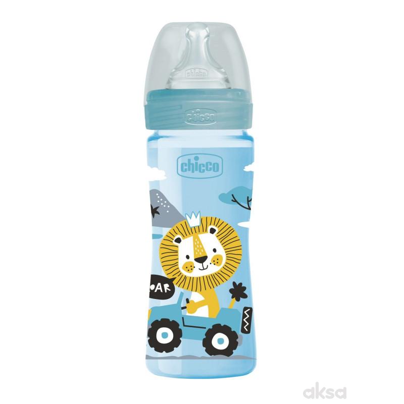 Chicco WB plastična flašica 250ml, silikon, plava
