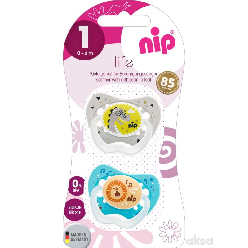 Nip laža Life,silikon 0-6m,2 kom, dečaci