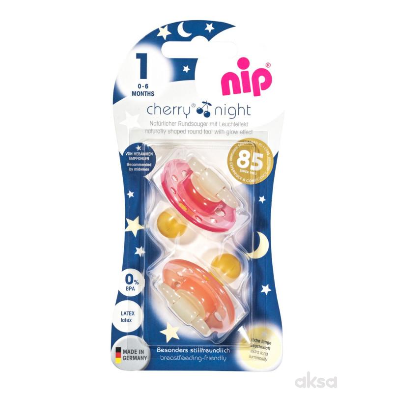 Nip laža višnjica od kaučuka 0-6m, noć, devojčice