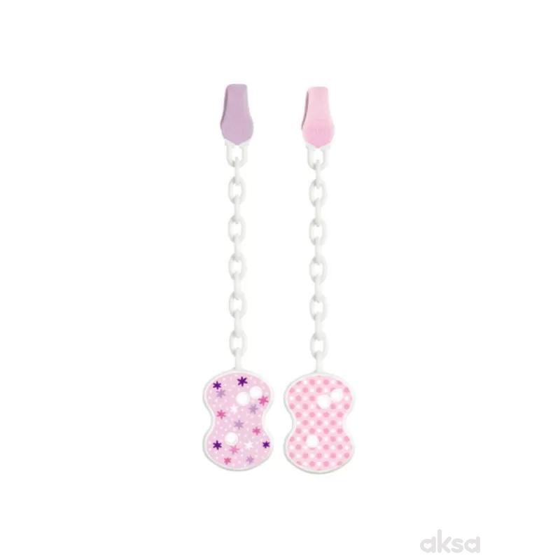 Chicco plastični lančić za lažu, roze