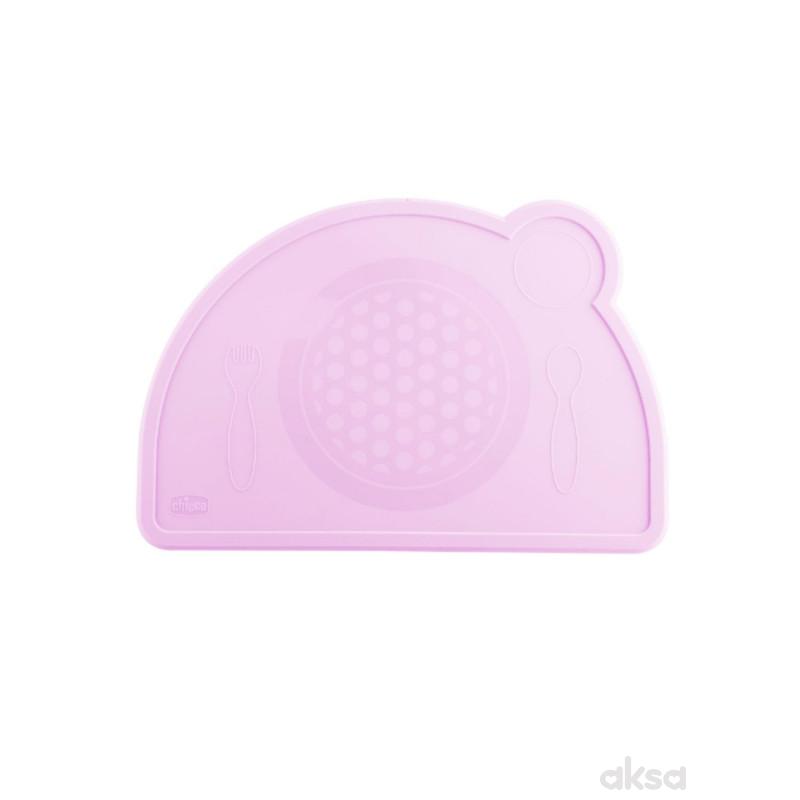 Chicco silikonski tanjir, roze