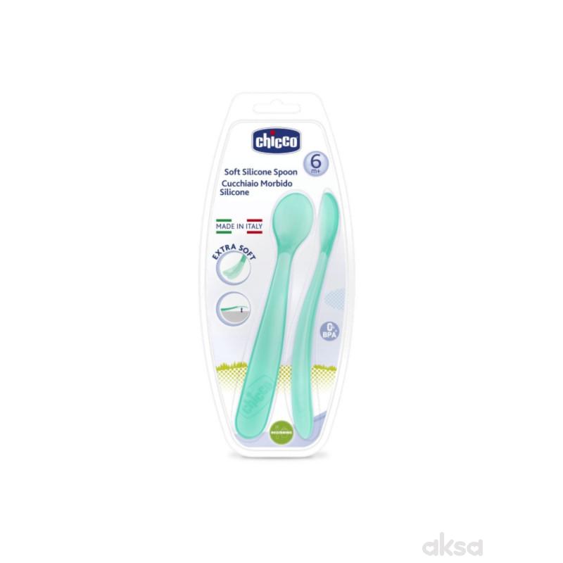 Chicco silikonska kašika, 2kom, plava, 6m+
