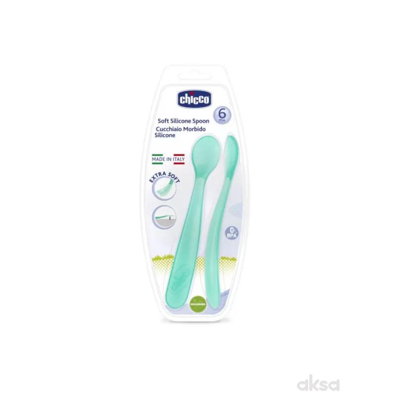 Chicco silikonska kašika, 2kom, plava, 6m+