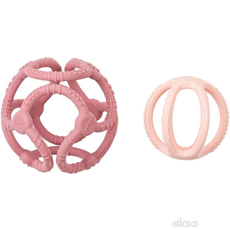 Nattou zvečka u obliku kruga, roze