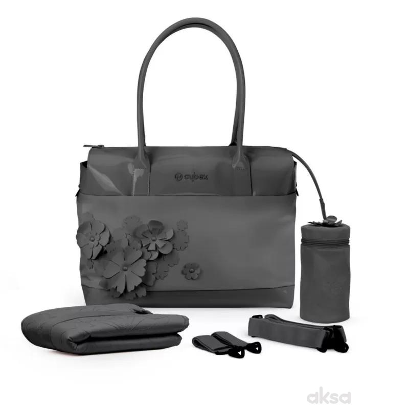Cybex torba Simply flowers dark grey, siva