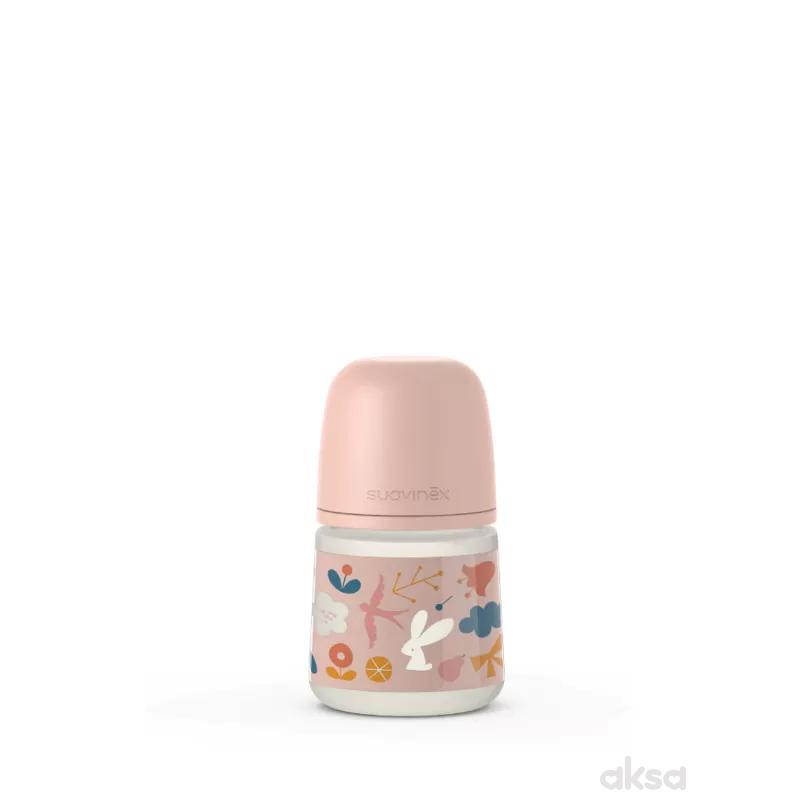 Suavinex flašica spori protok 150ml, roze, 0m+