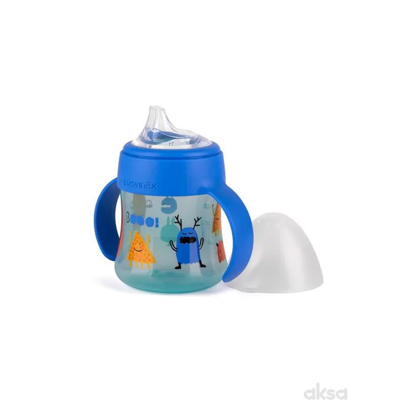 Suavinex flašica sa sil. piskom 150 ml, plava, 4m+