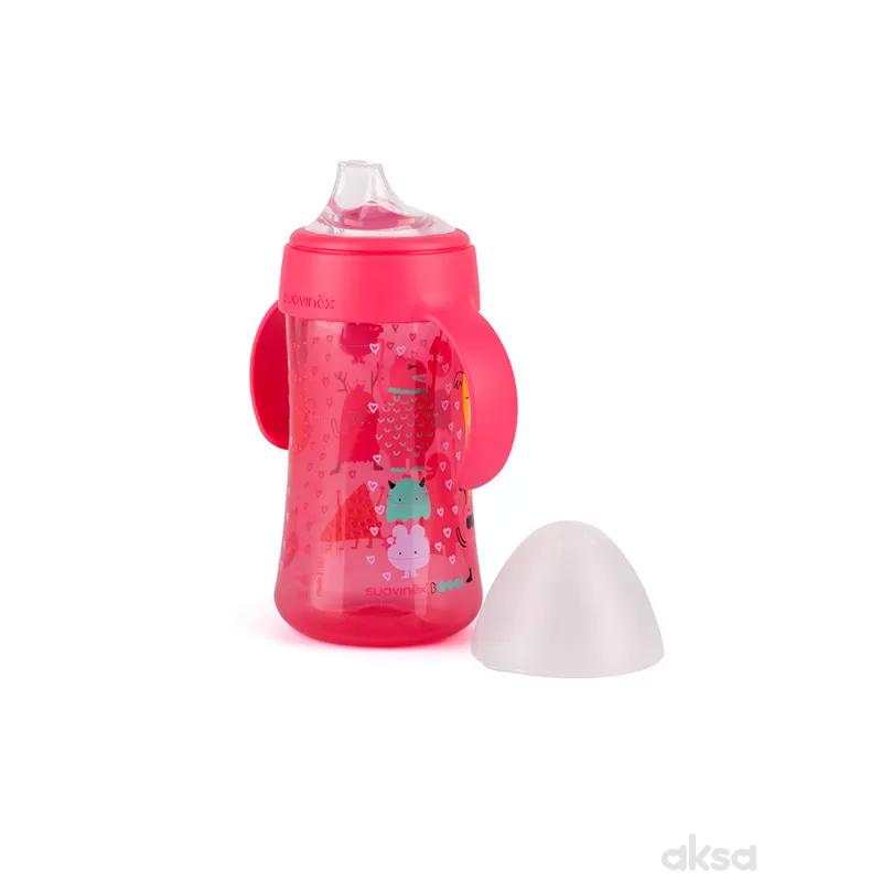 Suavinex flašica sa sil. piskom 270 ml, roze, 4m+ 