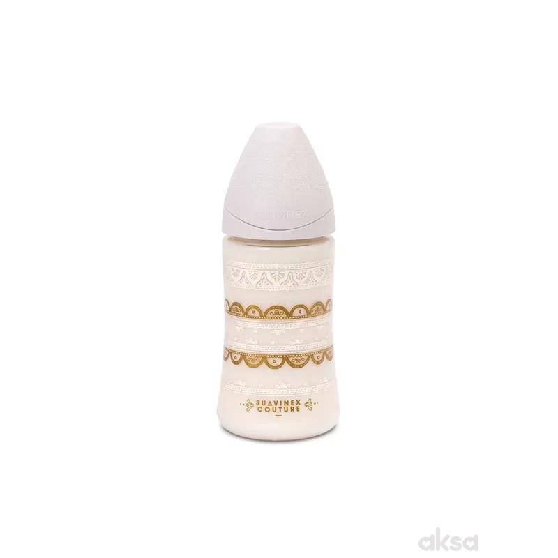 Suavinex flašica 3 protoka 270ml, bela , 0m+