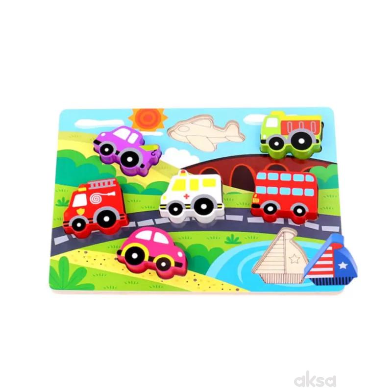 Tooky toy drvena puzzla umetaljka - saobraćaj