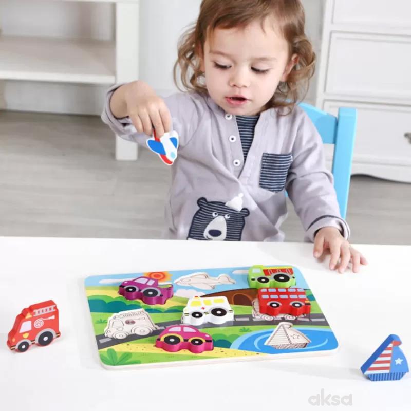 Tooky toy drvena puzzla umetaljka - saobraćaj