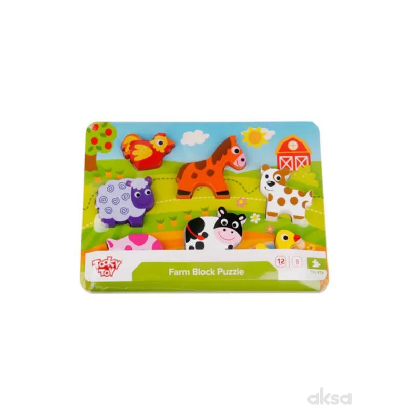 Tooky toy drvena puzzla umetaljka - farma