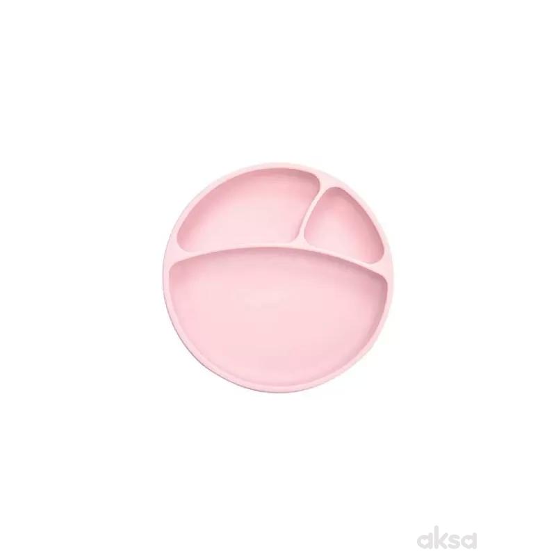 Minikoioi silikonski tanjir Portions pink