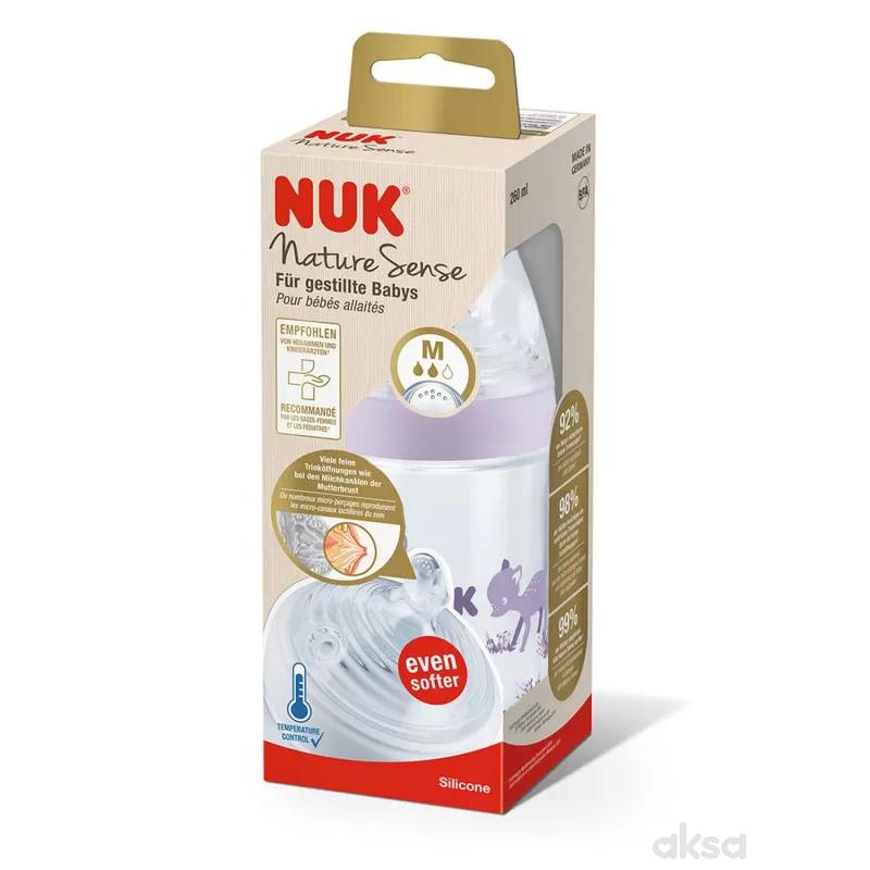 Nuk flašica nature sense sa tem. Indik, 260ml
