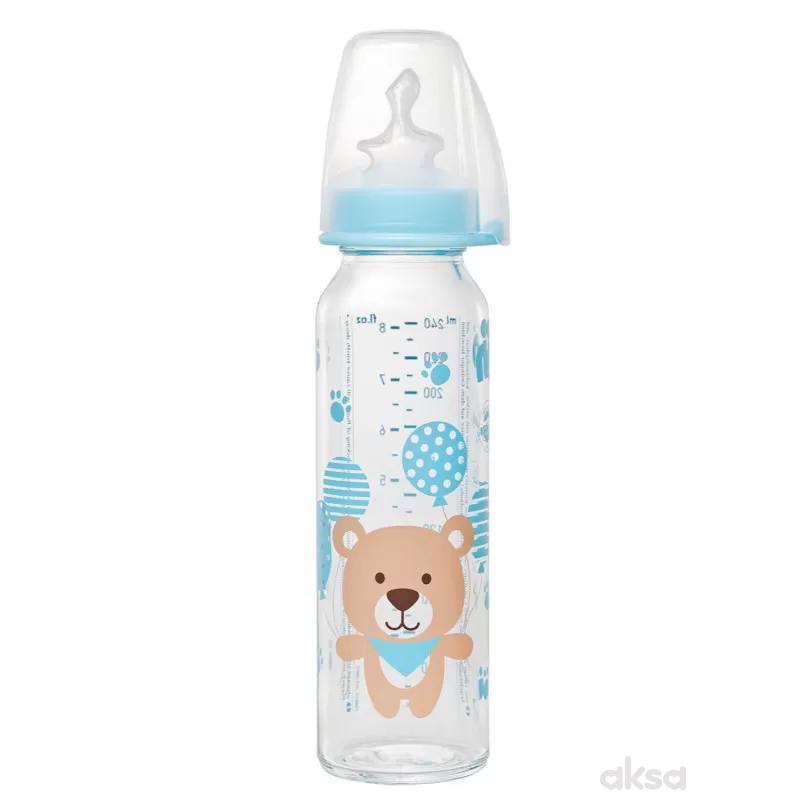 Nip staklena flašica 250ml sil.cucla 0m+,dečak