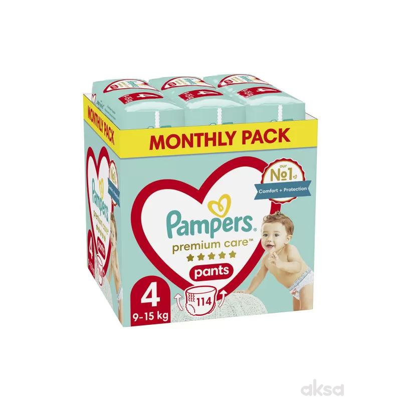Pampers pants pelene monthly 4 prem. 9-15kg 114kom