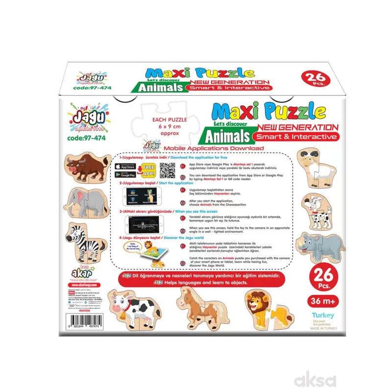 Maxi puzzle 26el. - životinje sa aplikacijom 