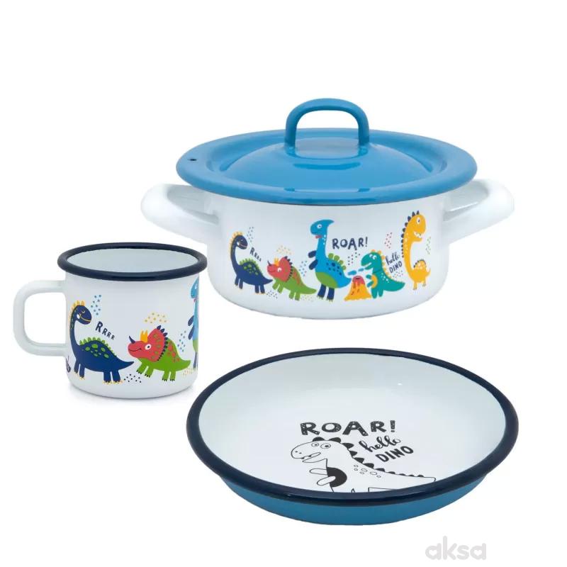 Metalac set dinosaurus (plitka šerpa,tanjir,lonče)