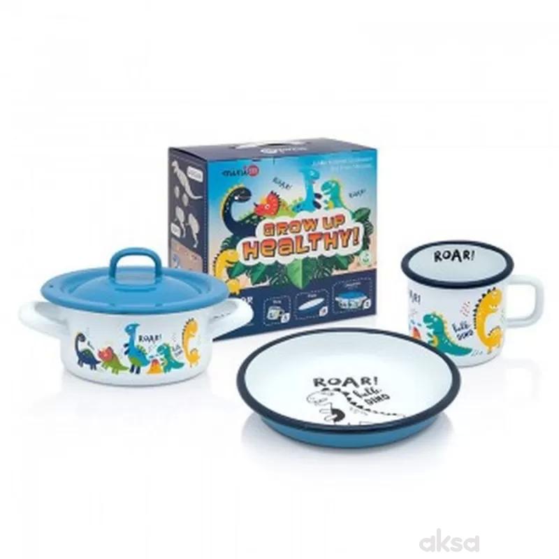Metalac set dinosaurus (plitka šerpa,tanjir,lonče)